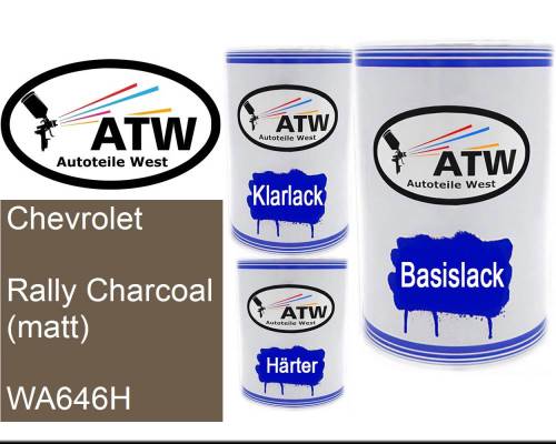 Chevrolet, Rally Charcoal (matt), WA646H: 500ml Lackdose + 500ml Klarlack + 250ml Härter - Set, von ATW Autoteile West.